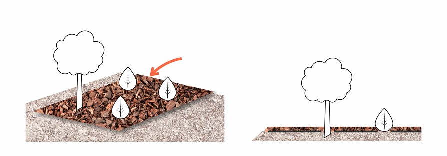 Mulch auf Geovlies
